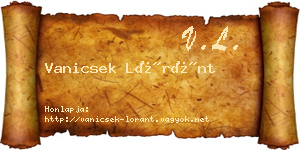 Vanicsek Lóránt névjegykártya